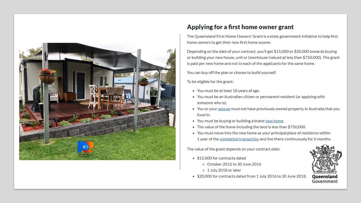 First Home Owner Buyers Grant How Does It Work ? Pop Up Homes