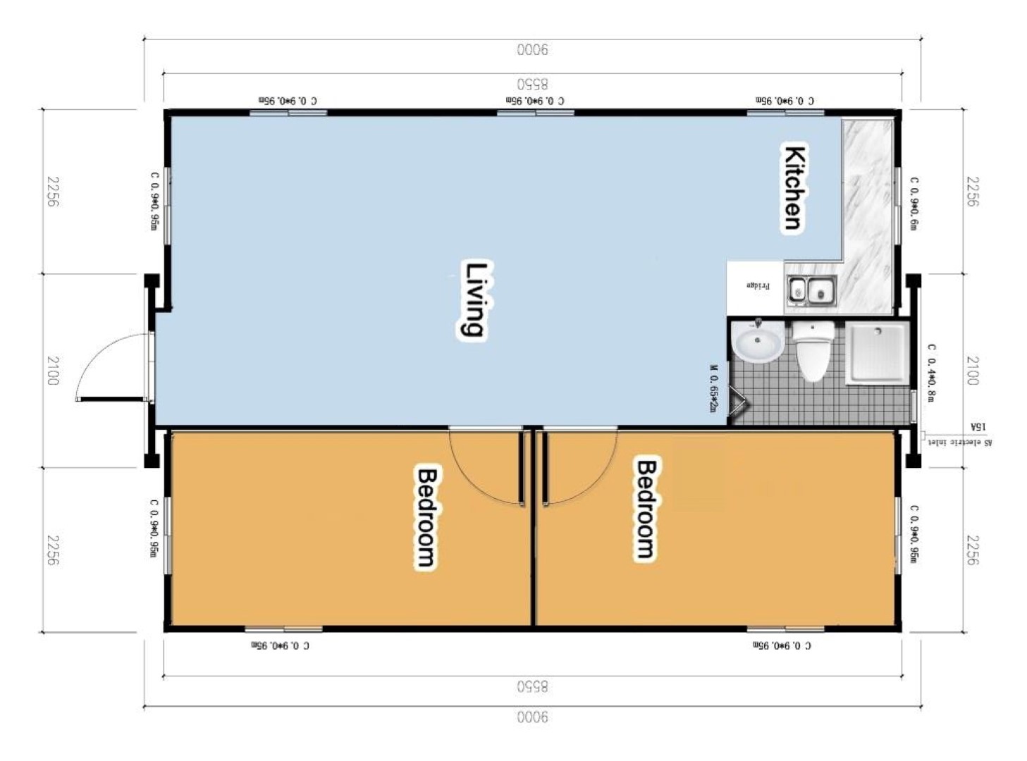 The Fraser 2 Bedroom Granny Flat floor plan